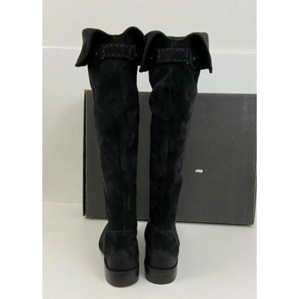 Frye Shirley OTK Black Oiled Suede Leather Boots Size 7 - Picture 5 of 8